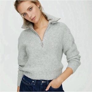 Aritzia Wilfred free Gwyneth merino wool alpaca blend quarter zip sweater medium